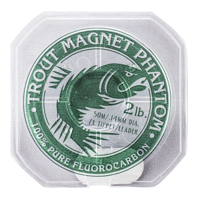 Trout Magnet Phantom 100% Fluorocarbon Fishing Leader Line, 50M (2lb, 3lb, 4lb Test), 2lb, 7X Tippet, (87481),Silver - Image 1
